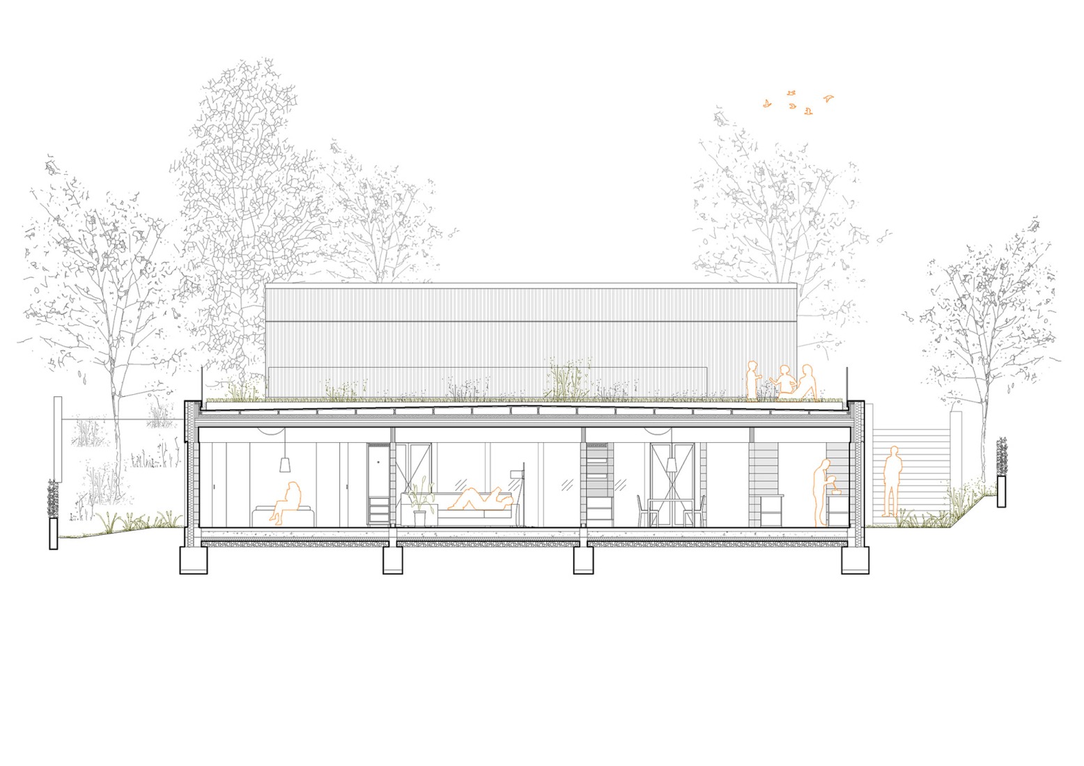 Front section. Casa Serra d’Ordal by Slow Studio.