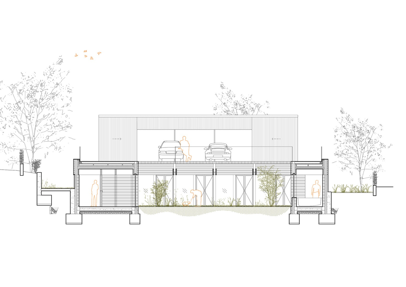 Courtyard front section. Casa Serra d’Ordal by Slow Studio.