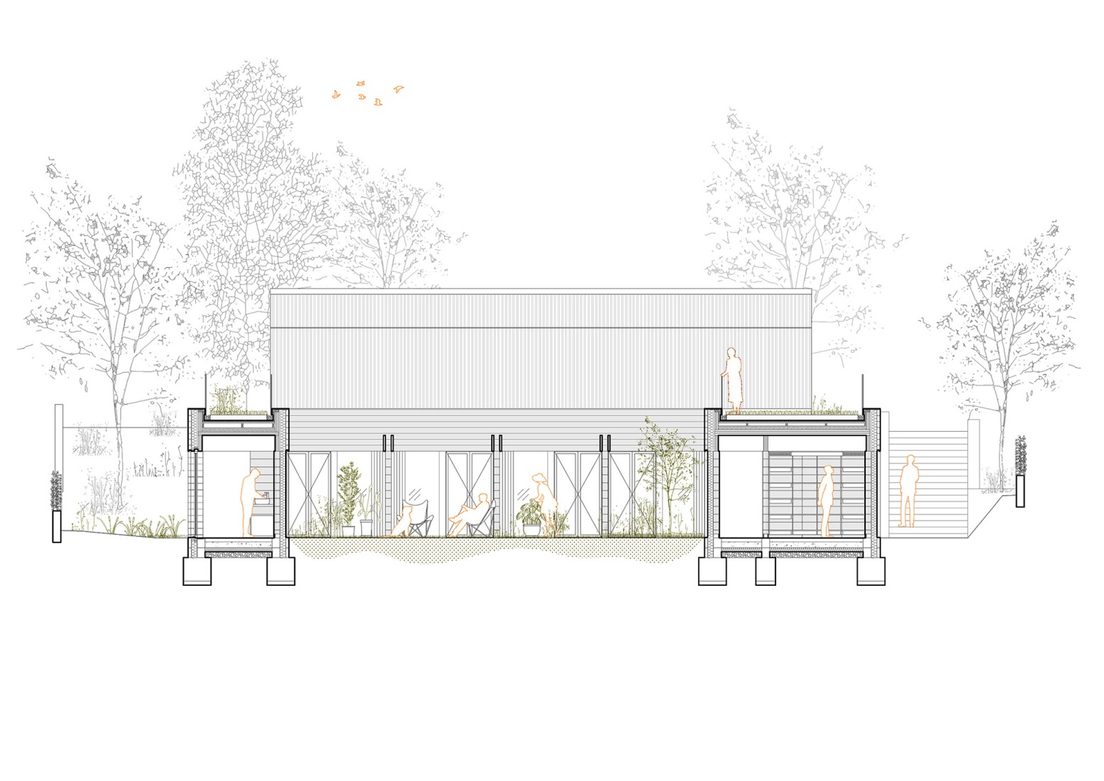 Courtyards front section. Casa Serra d’Ordal by Slow Studio.