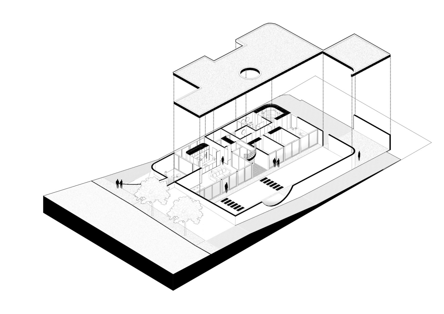 Axonométrica. Casa Clausura by Agustín Lozada. 