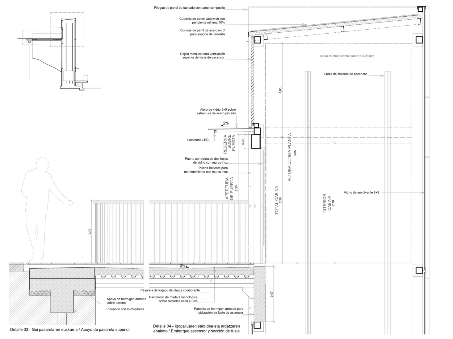 Detail. Elevator over a stream by Barru Arkitektura. 