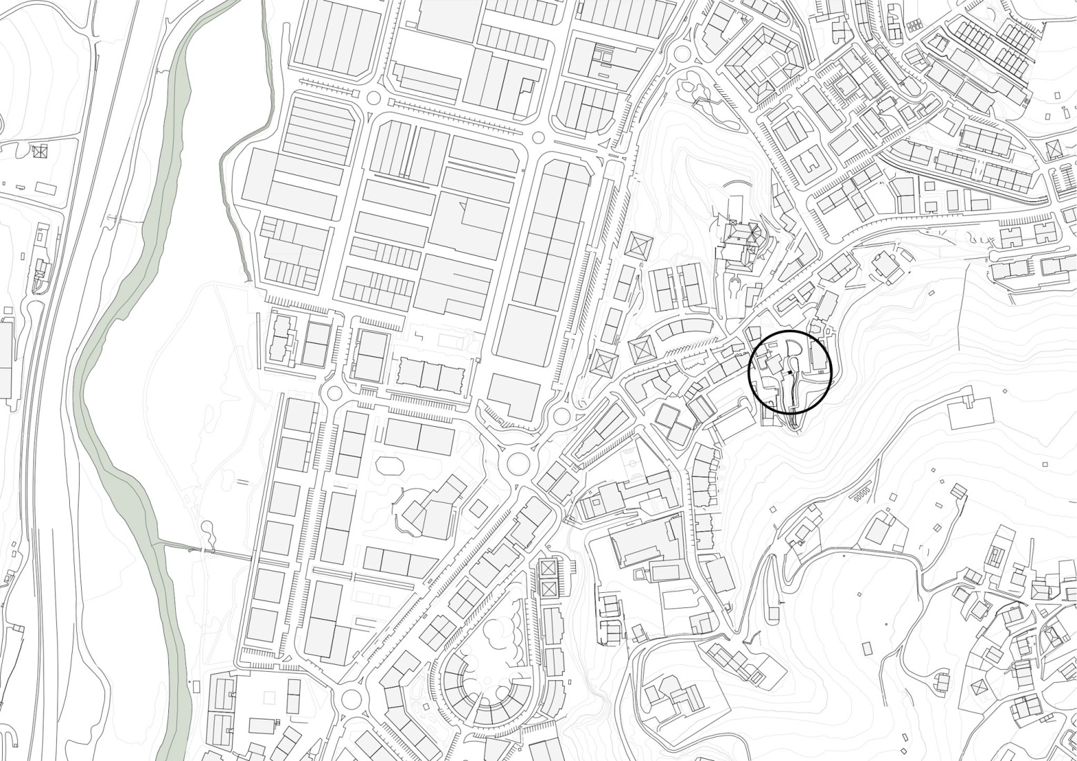 Location plan. Elevator over a stream by Barru Arkitektura. 