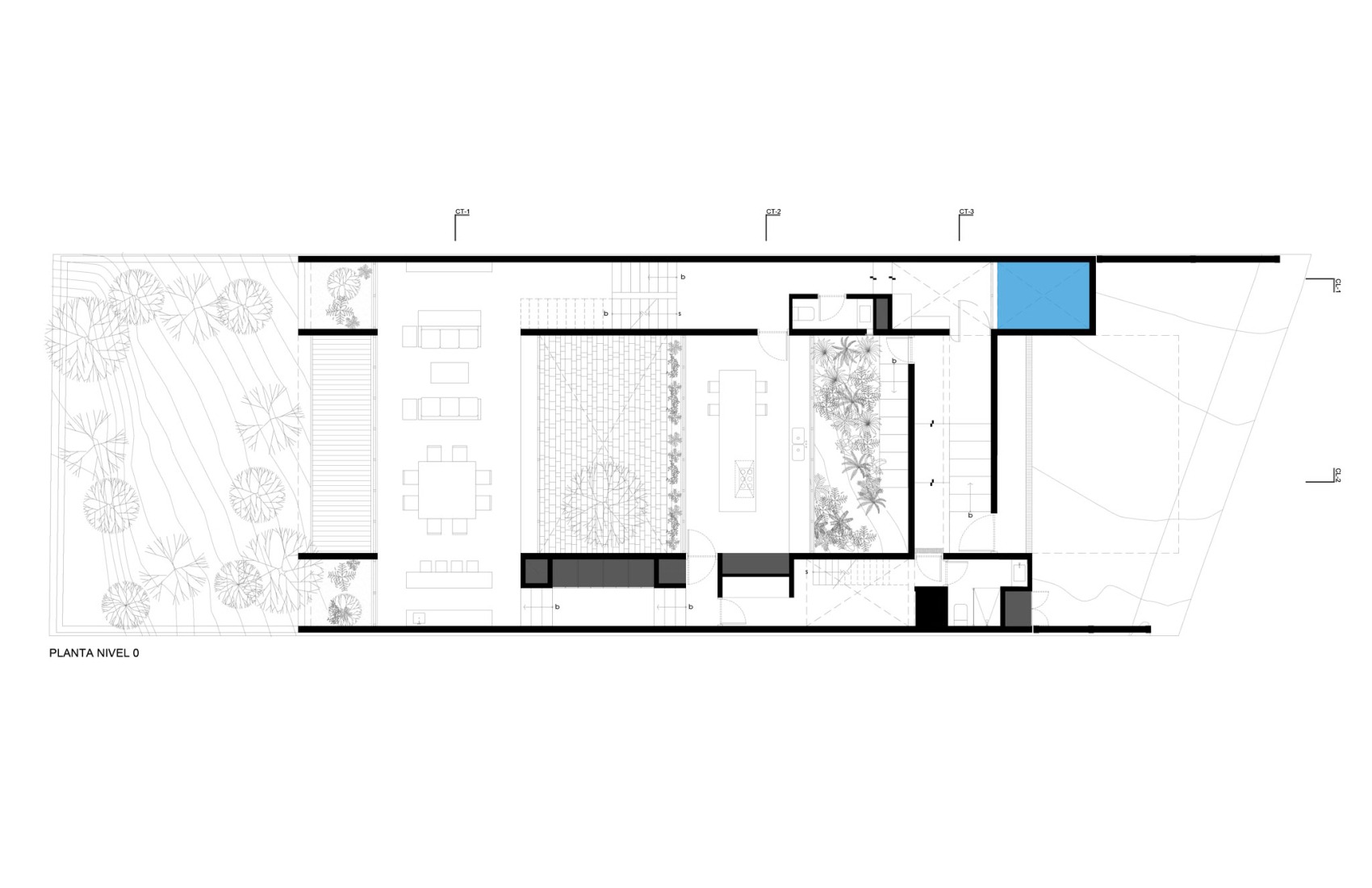 Access floor plan. Cañada House by Escobedo Soliz. 