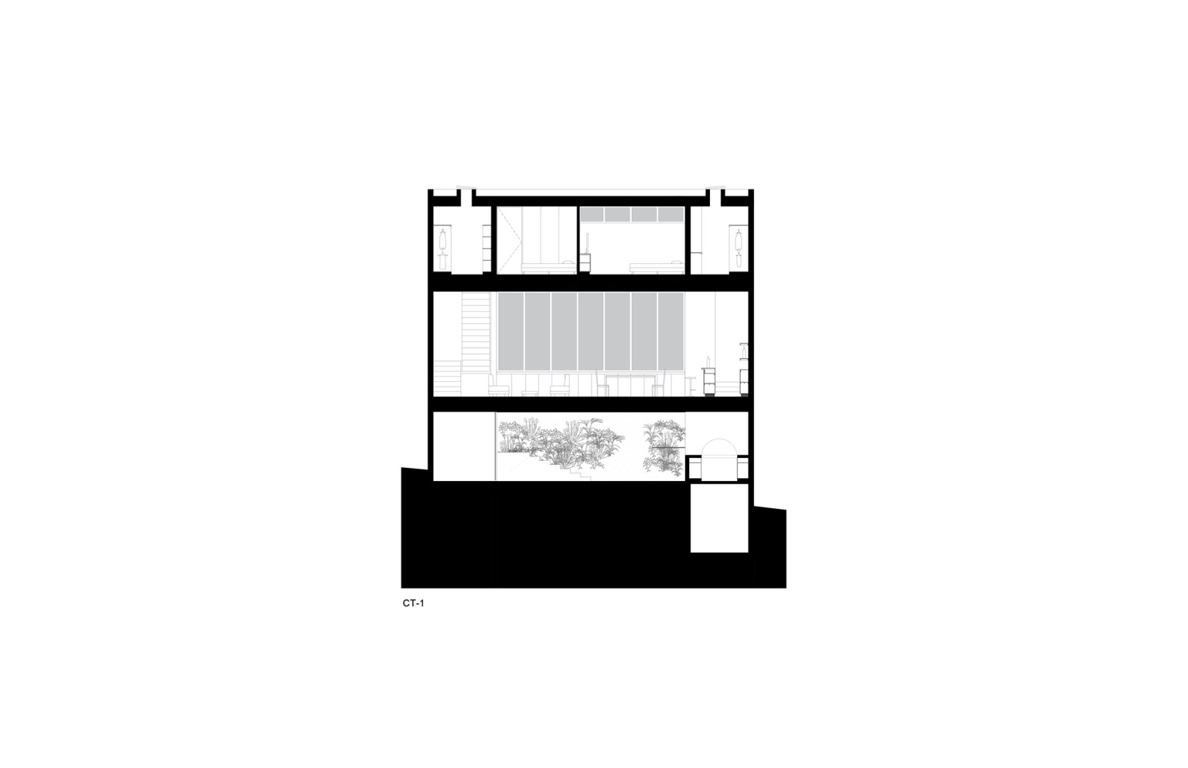 Cross-section. Cañada House by Escobedo Soliz.