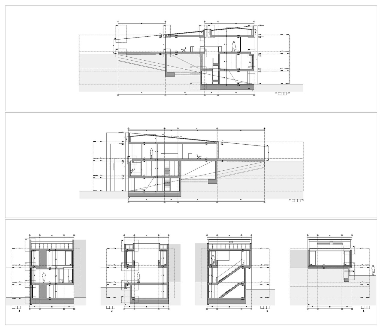 Secciones. Casa en la ladera de un castillo por Fran Silvestre Arquitectos. 