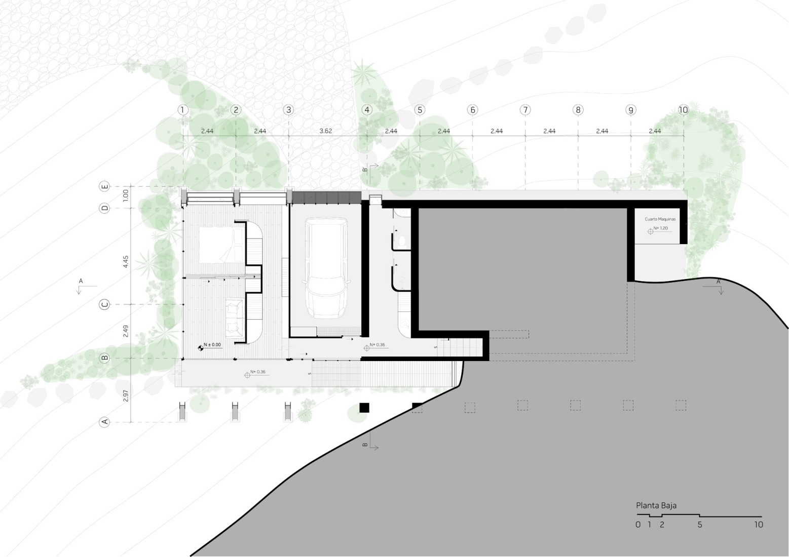 Plano de planta baja. La Miradora por Taller General.