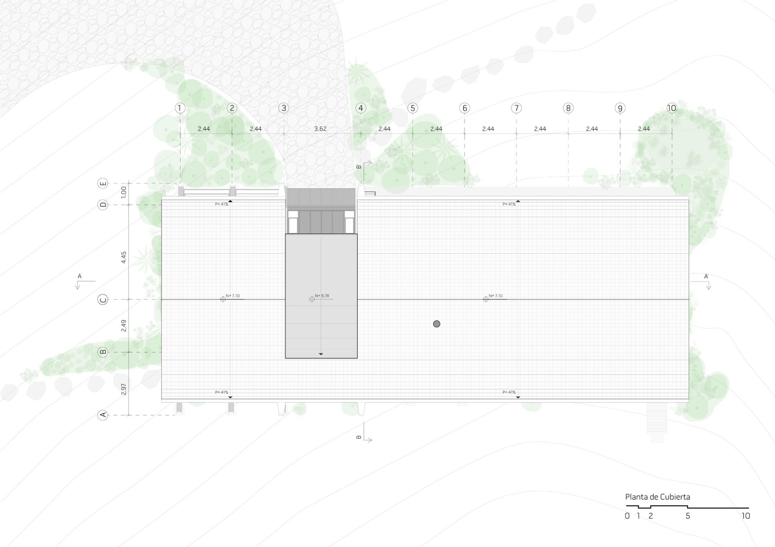 Plano de cubierta. La Miradora por Taller General.