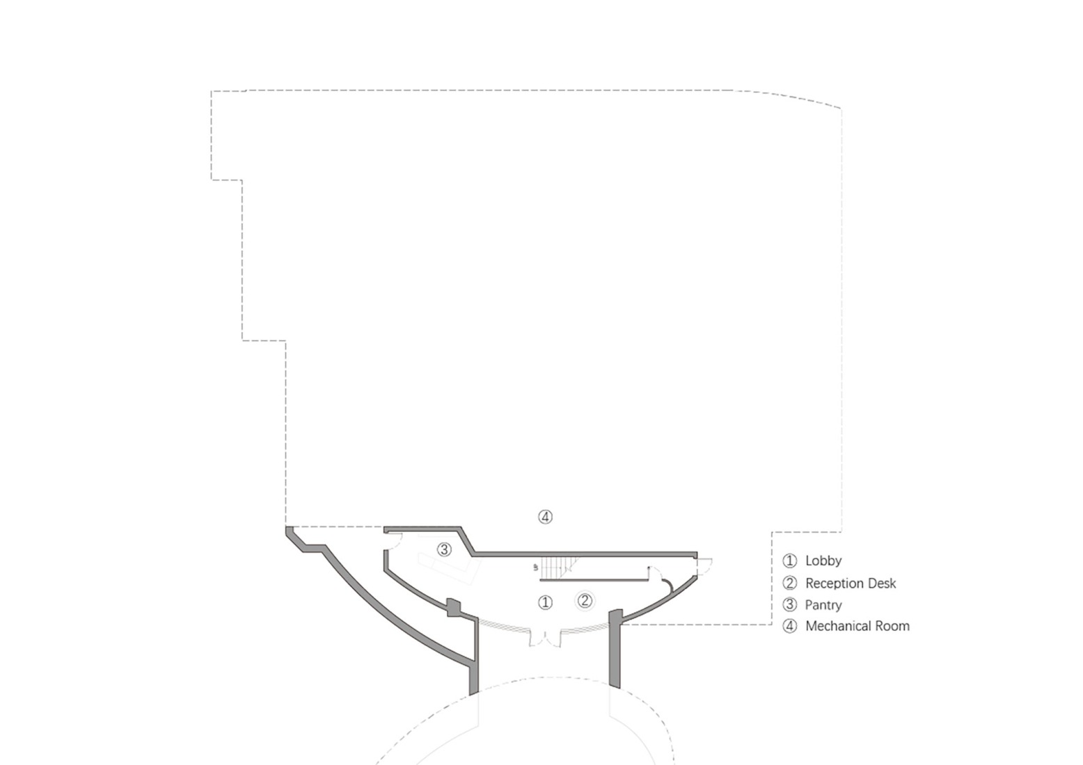 Plano de planta baja. The Rock por Wutopia Lab. 