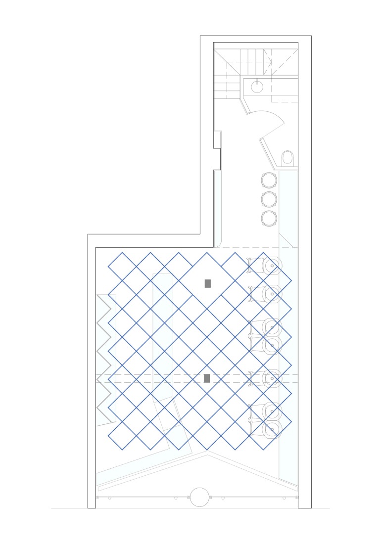 Floor and ceiling plan. Regma Ice Cream Parlour by Zooco Estudio.