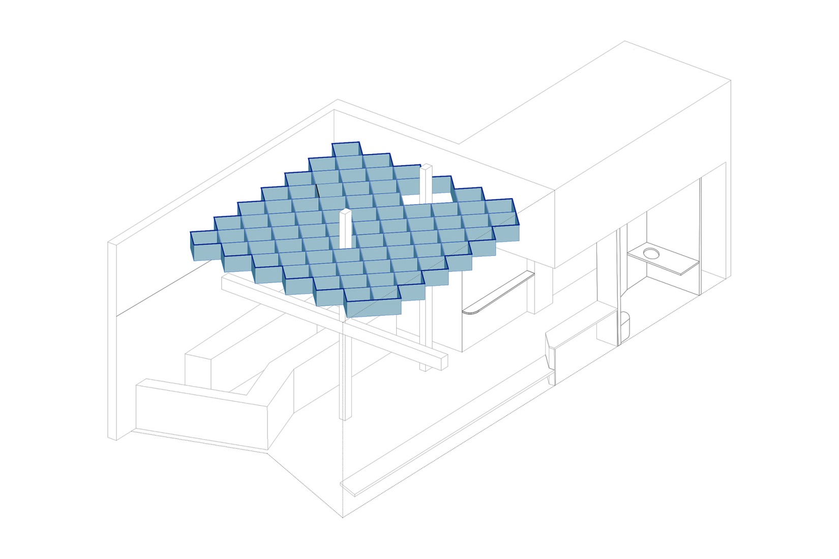 Axonometric. Regma Ice Cream Parlour by Zooco Estudio.