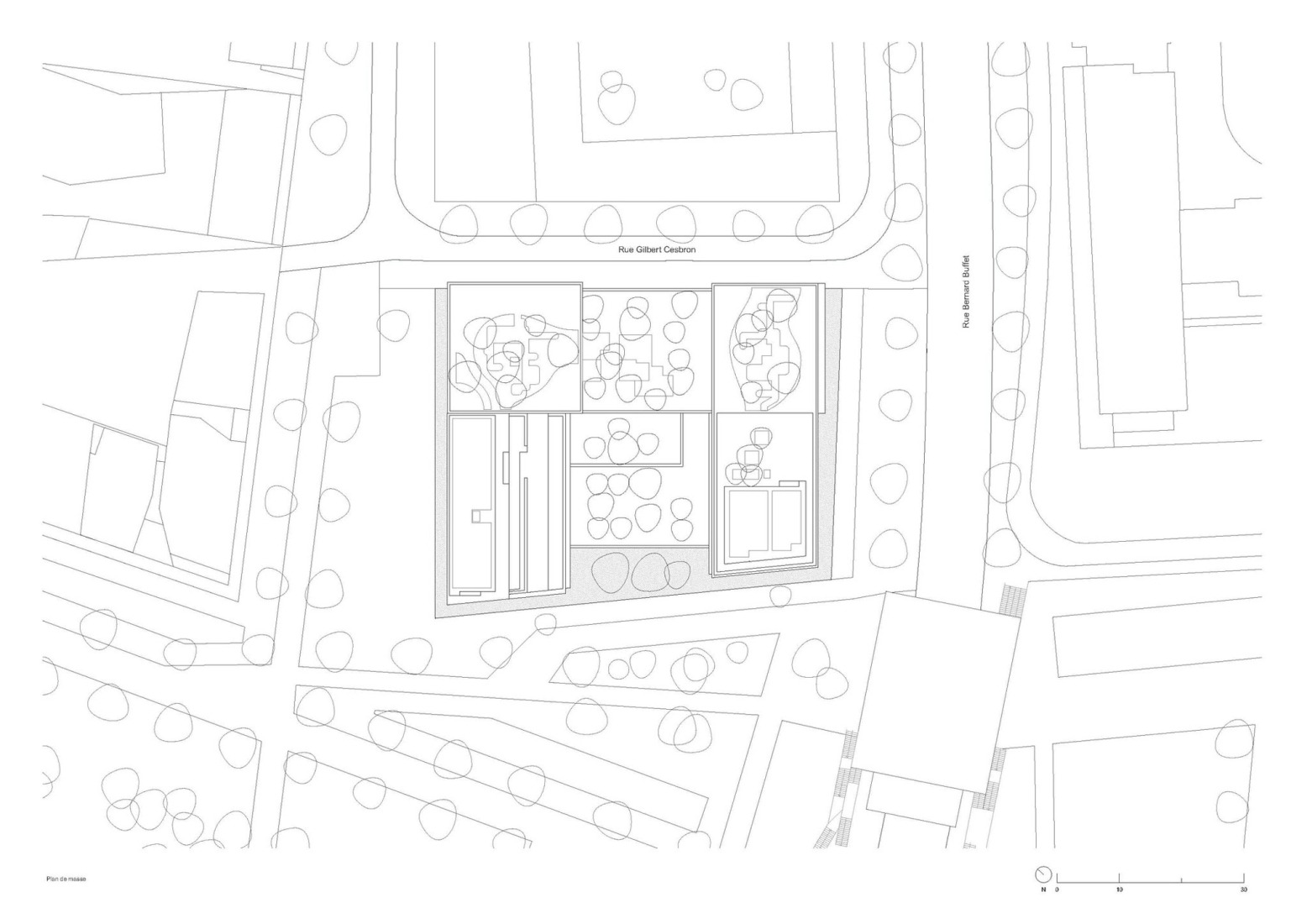 Site plan. 145 Housing Units by Gausa Raveau Actarquitectura + Avenier Cornejo Architectes.