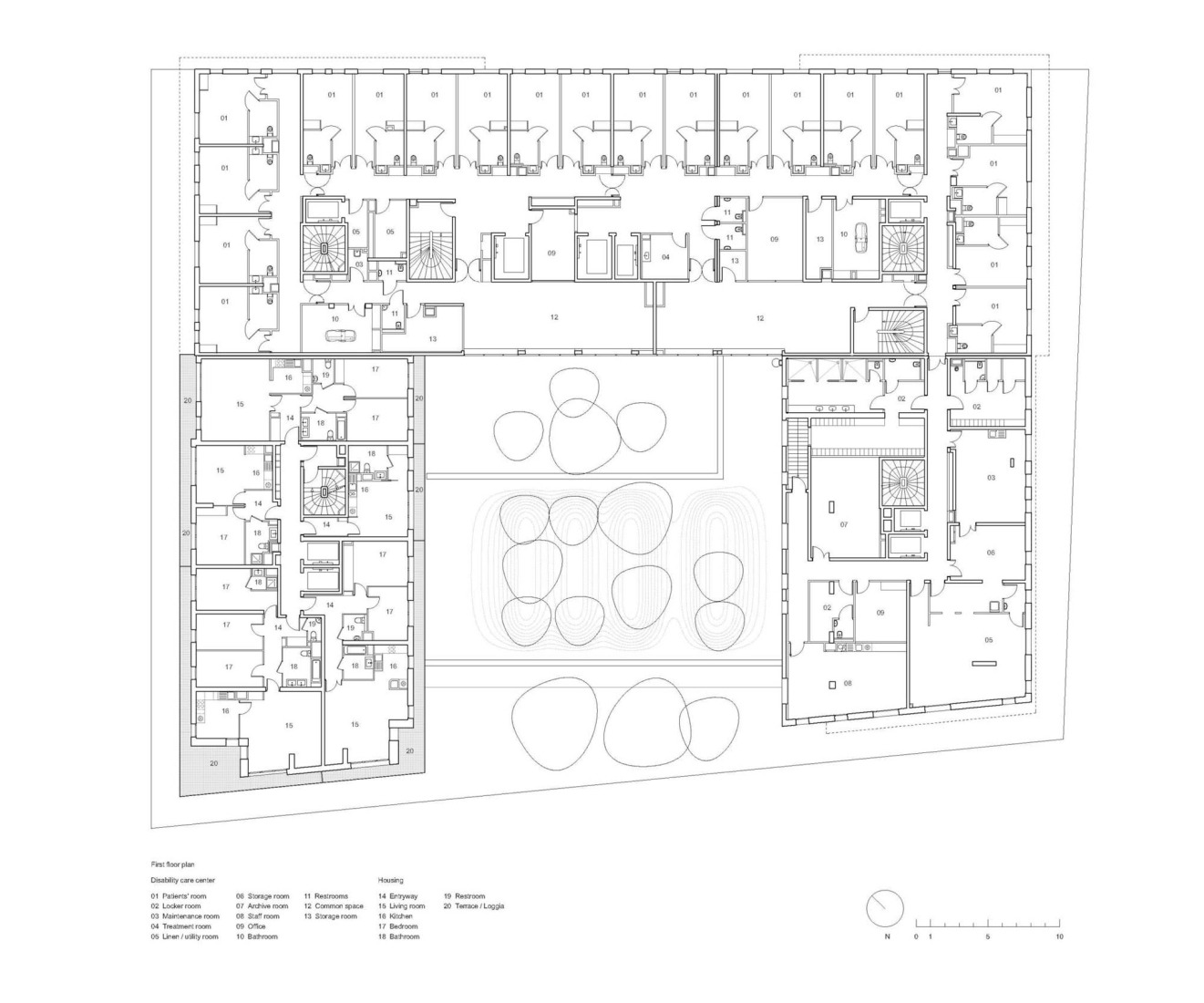 First floor plan. 145 Housing Units by Gausa Raveau Actarquitectura + Avenier Cornejo Architectes.