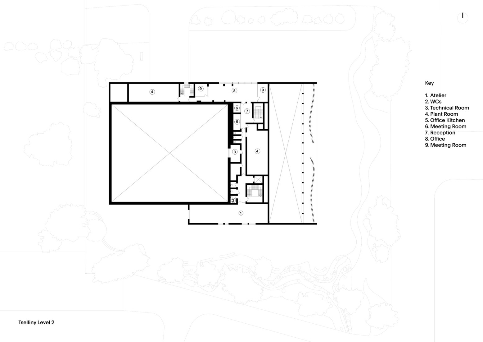 Second floor plan. Tselinny Center of Contemporary Culture by Asif Khan. 