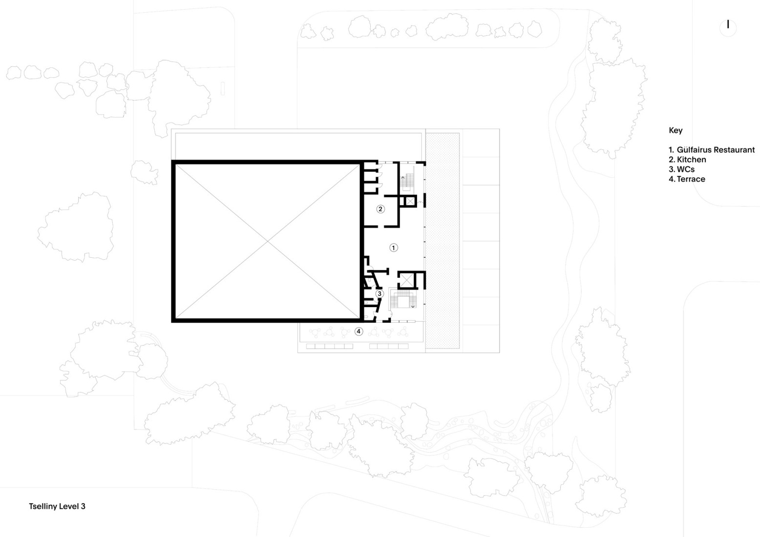 Third floor plan. Tselinny Center of Contemporary Culture by Asif Khan. 