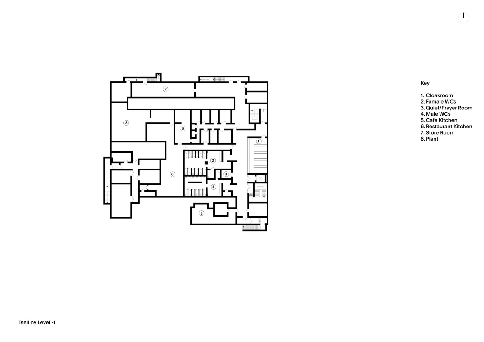 Basement floor plan. Tselinny Center of Contemporary Culture by Asif Khan. 