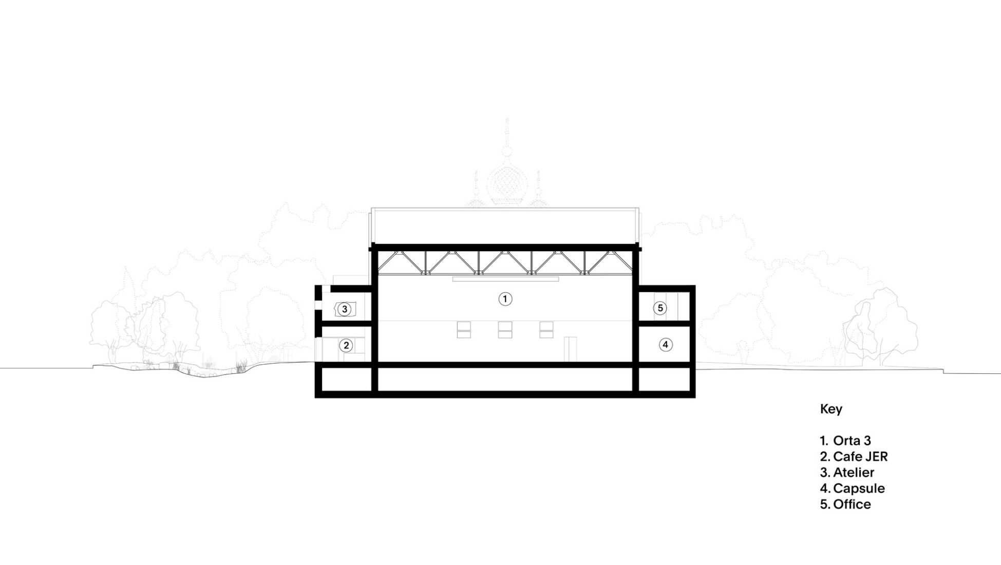 Section. Tselinny Center of Contemporary Culture by Asif Khan. 