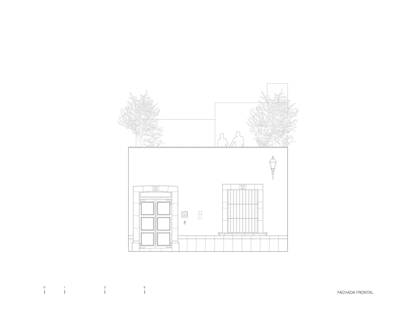 Alzado frontal. Centro Comunitario LGBTQ+ Casa de Rubén por Intersticial Arquitectura.