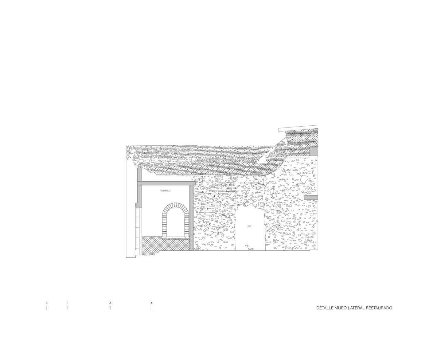 Detalle muro restaurado. Centro Comunitario LGBTQ+ Casa de Rubén por Intersticial Arquitectura.