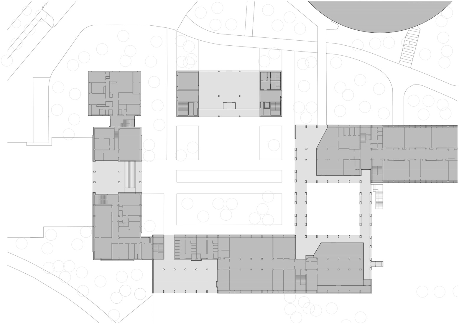 Plano de planta baja. Biblioteca para el Liceo Francés de Madrid por Alberto Campo Baeza.