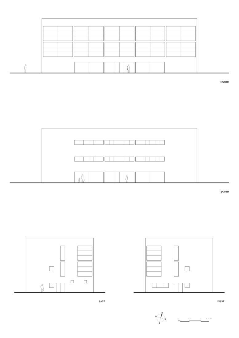 Alzados. Biblioteca para el Liceo Francés de Madrid por Alberto Campo Baeza.