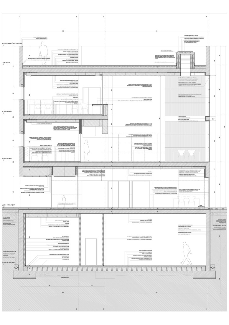 Sección constructiva. Biblioteca para el Liceo Francés de Madrid por Alberto Campo Baeza.