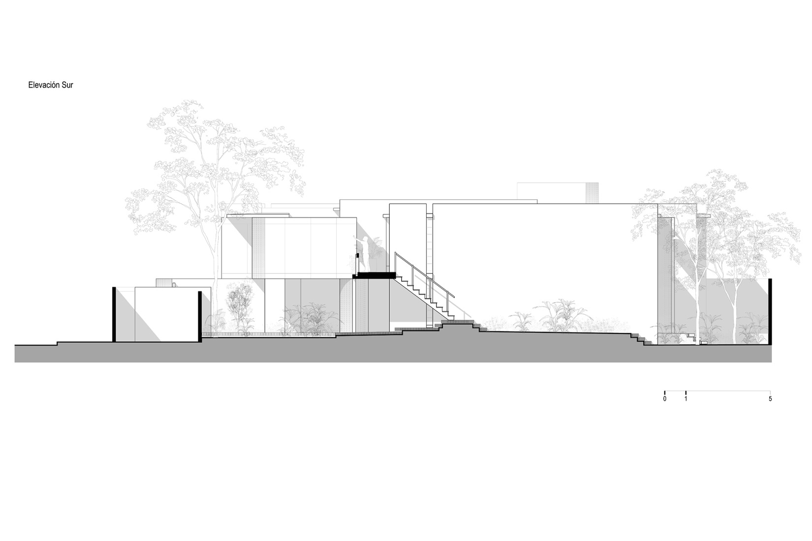 South elevation. Red House by Ángel García Arquitectura.