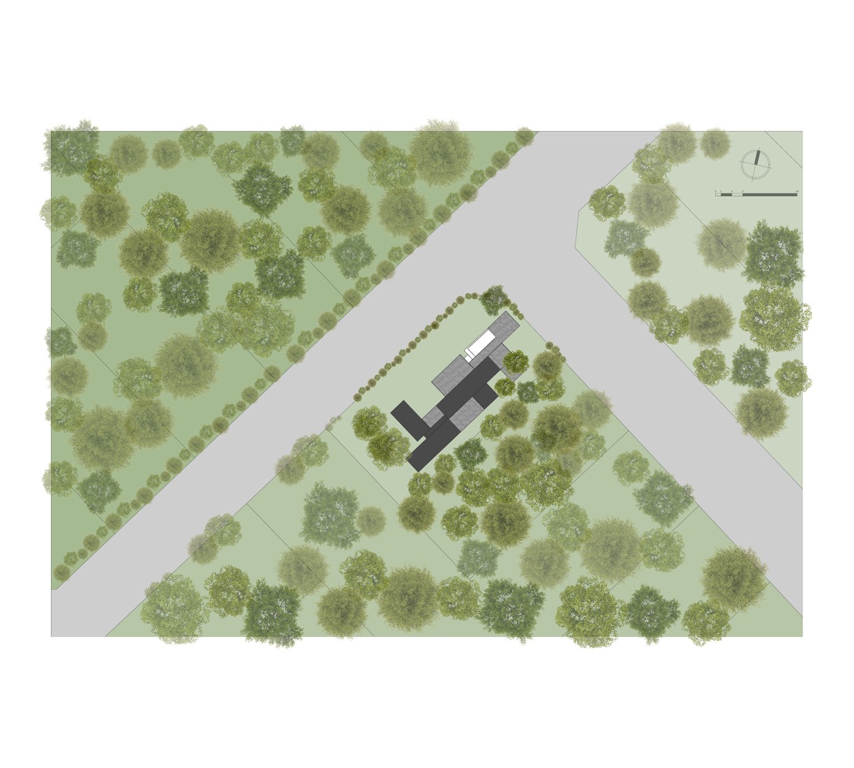 Plano de emplazamiento. Casa de veraneo en Chapadmalal por Estudio Borrachia. 