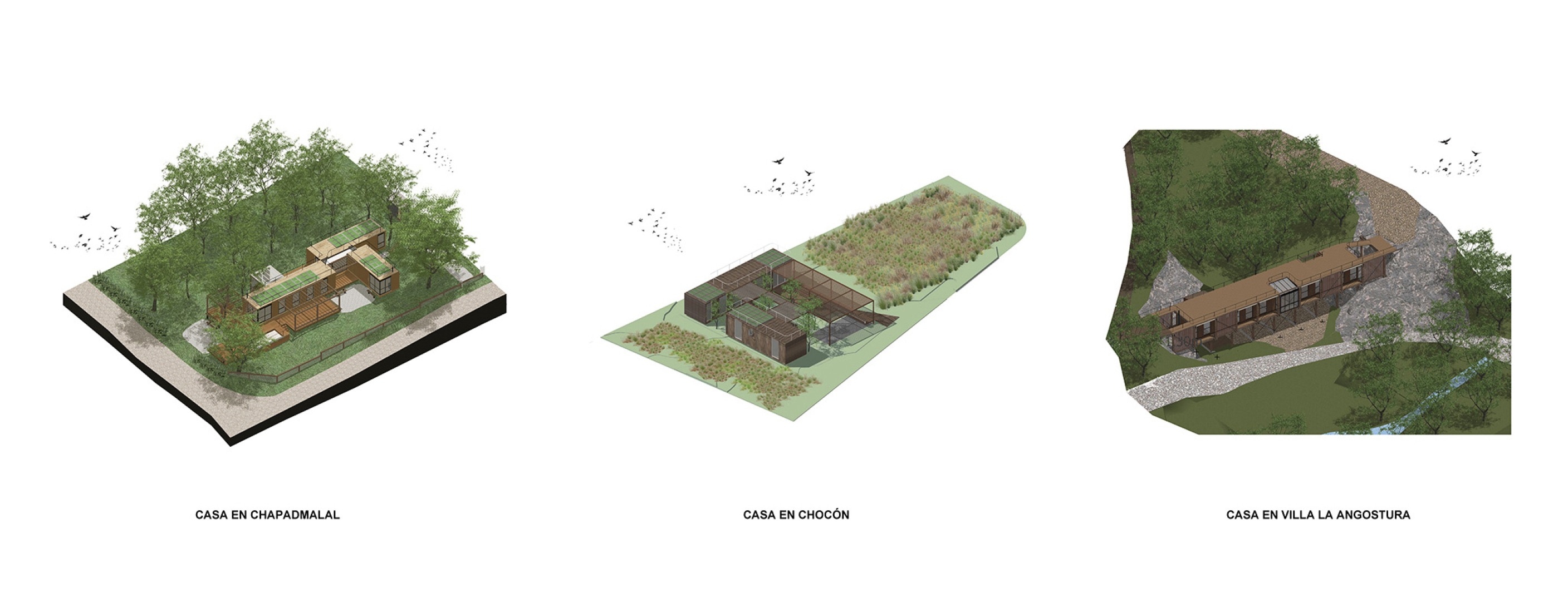 Tres tipologías de casas. Casa de veraneo en Chapadmalal por Estudio Borrachia. 
