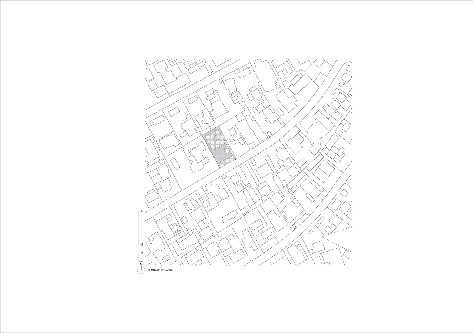 Plano de situación. Casa Marcory por Canales Lombardero. 