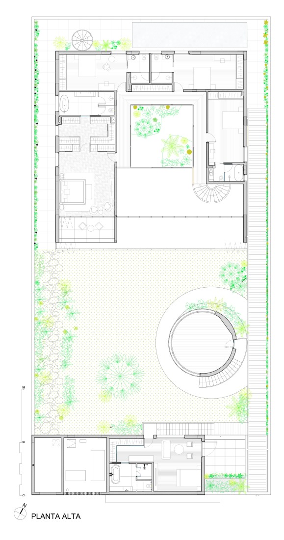 Plano de planta alta. Casa Marcory por Canales Lombardero. 