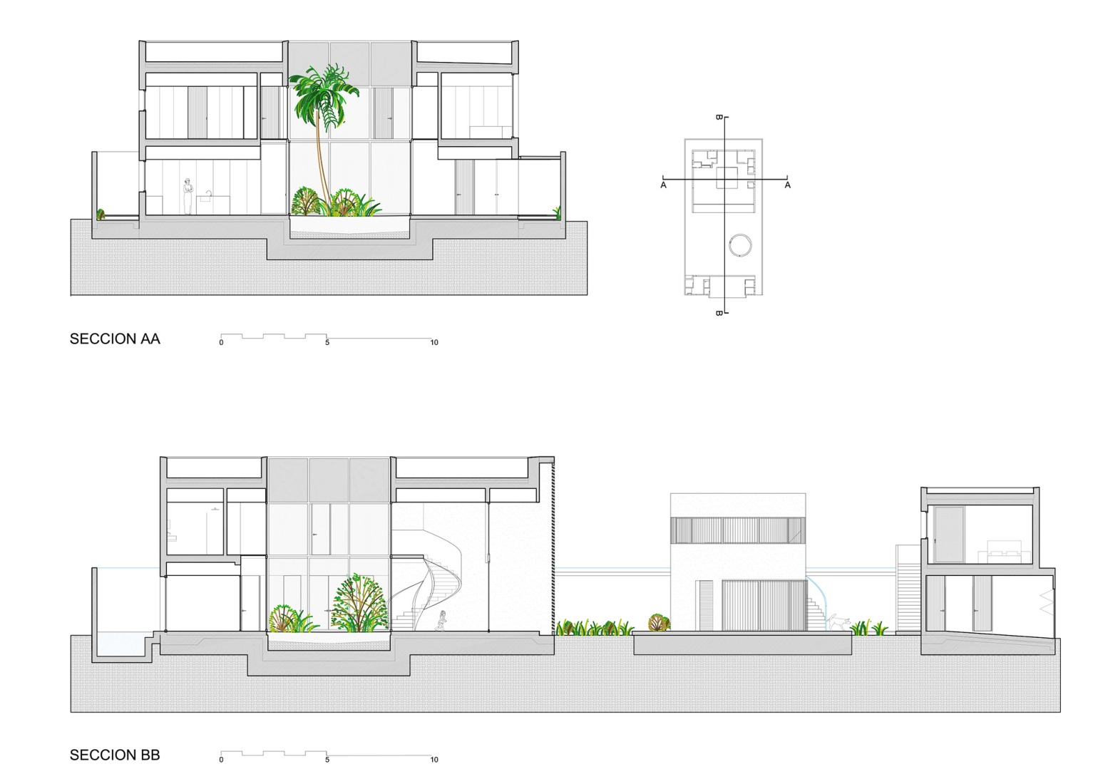 Secciones. Casa Marcory por Canales Lombardero. 