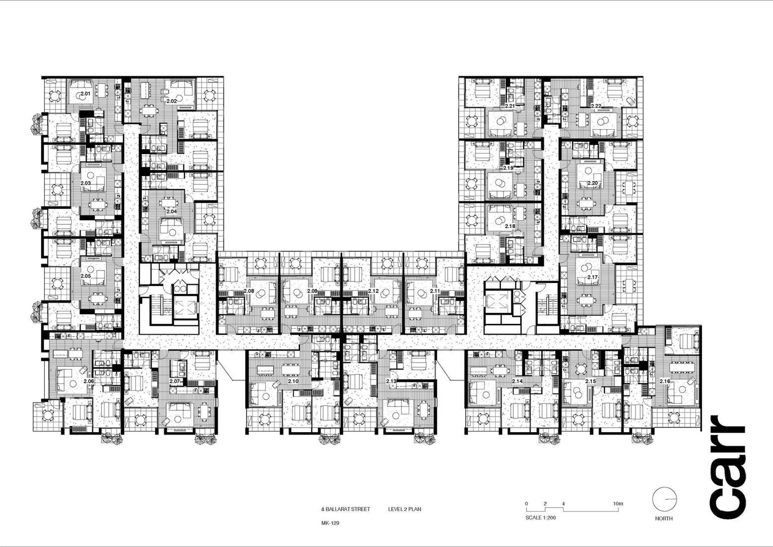 Plano de planta segunda. Brunswick Yard por Carr.