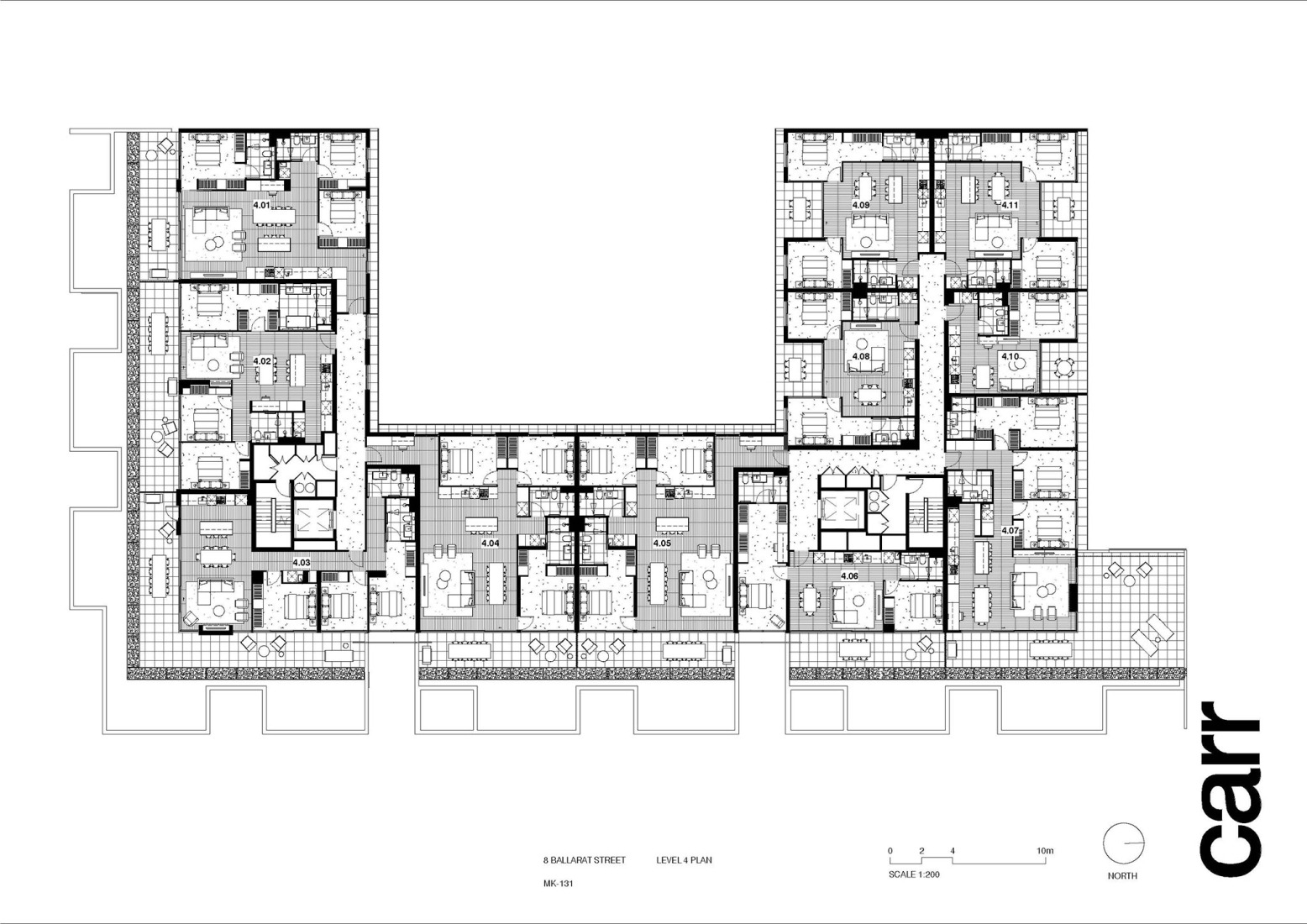 Plano de planta cuarta. Brunswick Yard por Carr.