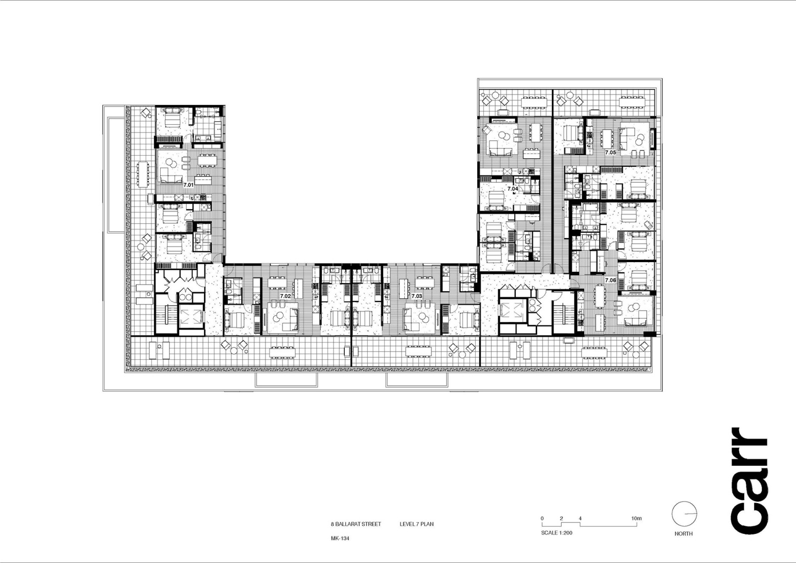 Plano de planta séptima. Brunswick Yard por Carr.