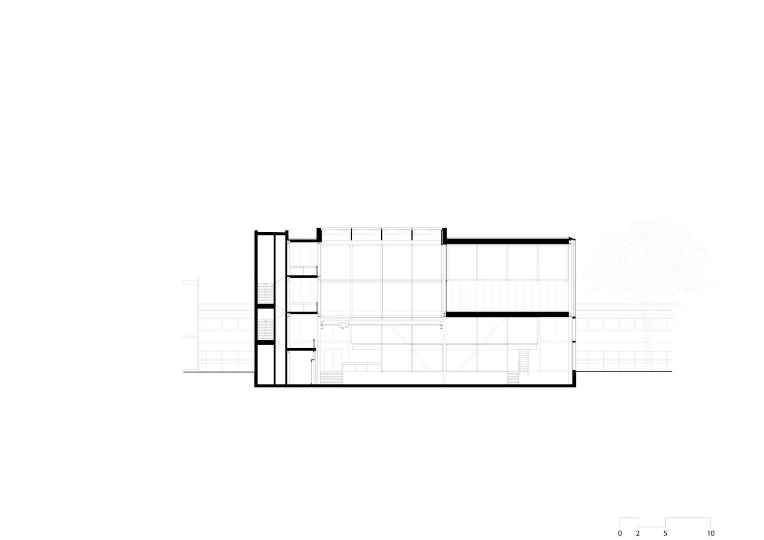 Sección. Cubo por Civic Architects y VDNDP.ubo por Civic Architects y VDNDP.