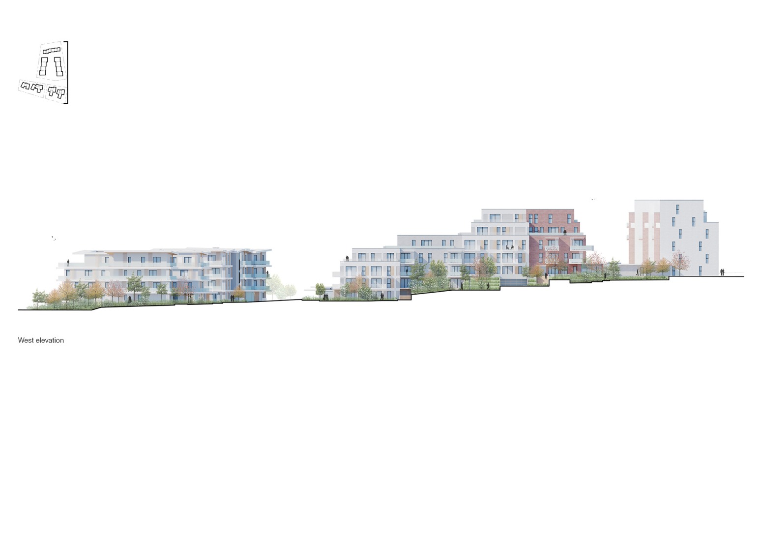 Alzado Oeste. Casa y parque «Lake 11» por Coldefy + DDS.