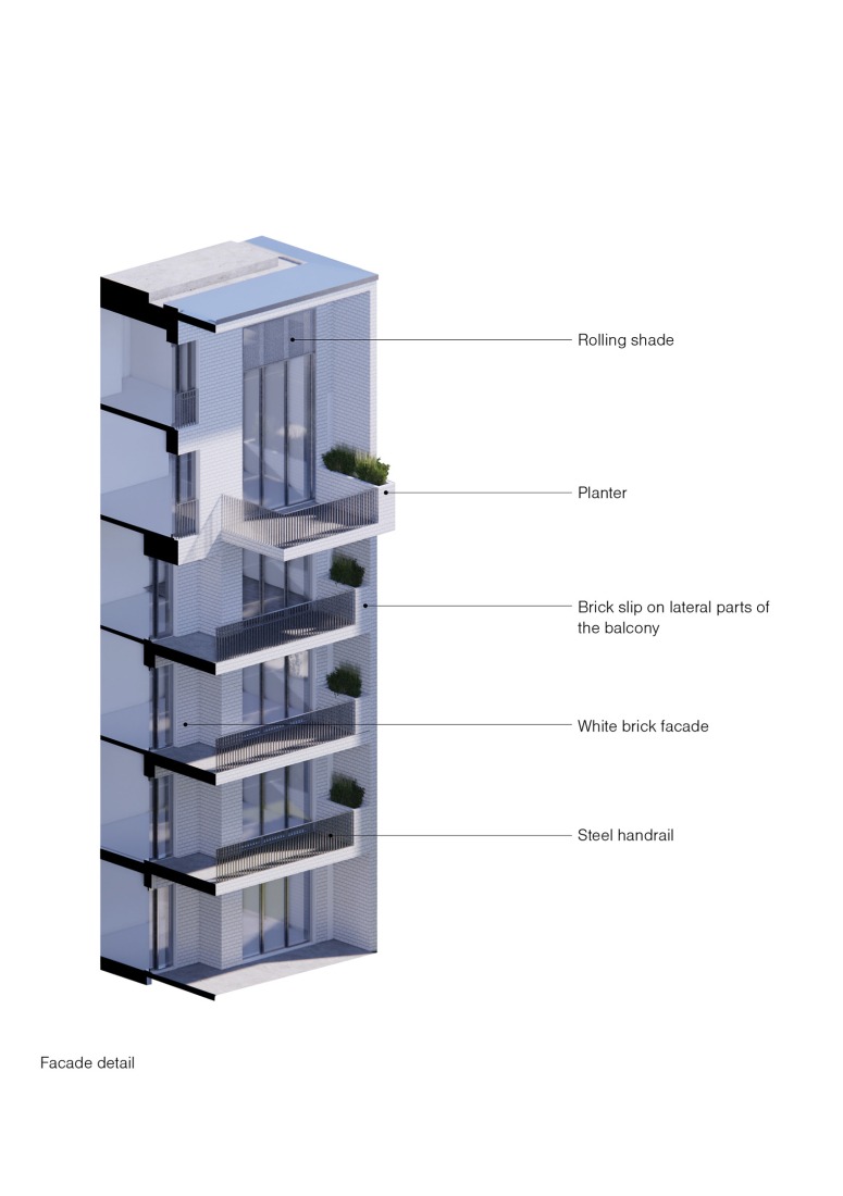 Detalle de fachada. Casa y parque «Lake 11» por Coldefy + DDS.
