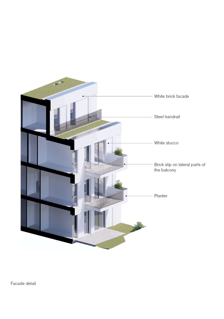 Detalle de fachada. Casa y parque «Lake 11» por Coldefy + DDS.