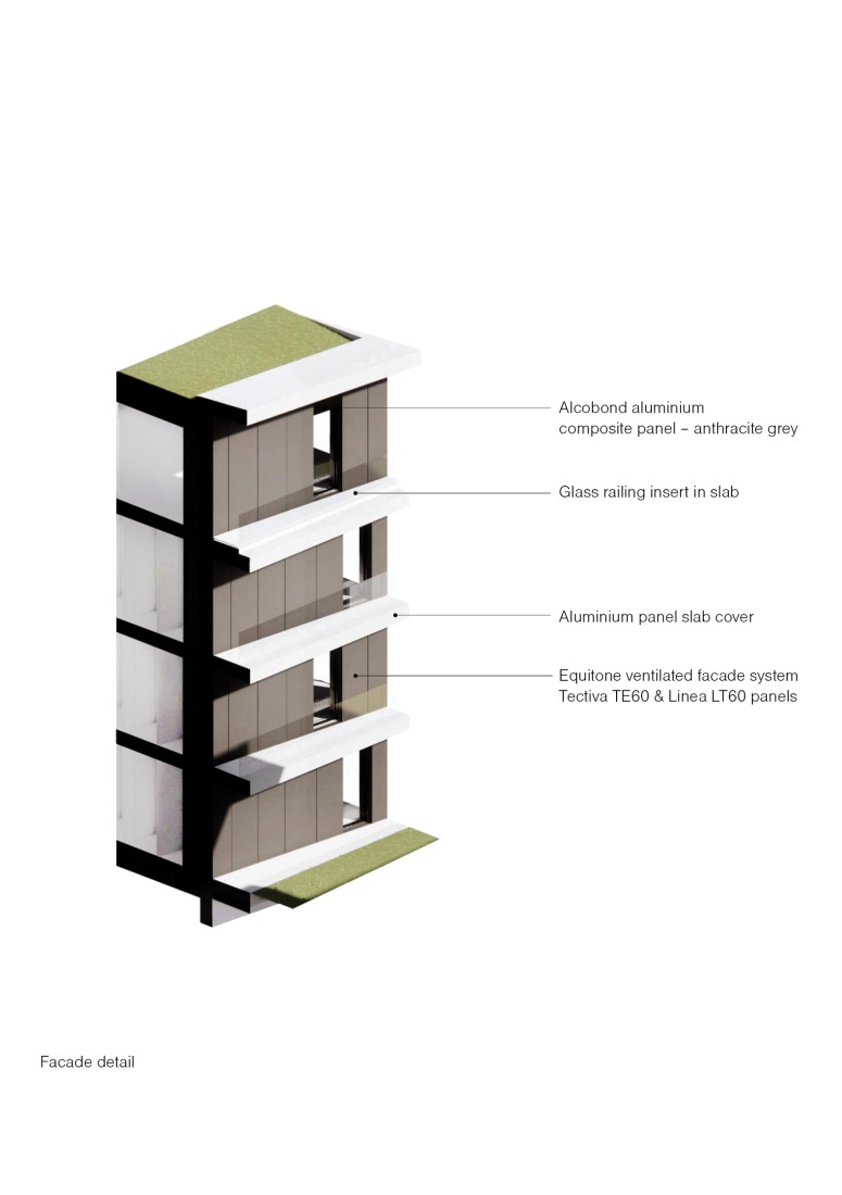 Detalle de fachada. Casa y parque «Lake 11» por Coldefy + DDS.