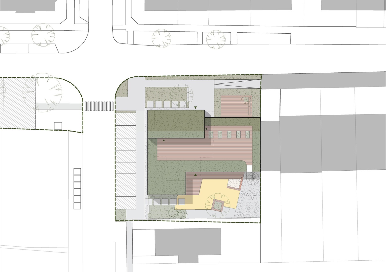 Plano de emplazamiento. Guardería Hvězdička por ČTYŘSTĚN.