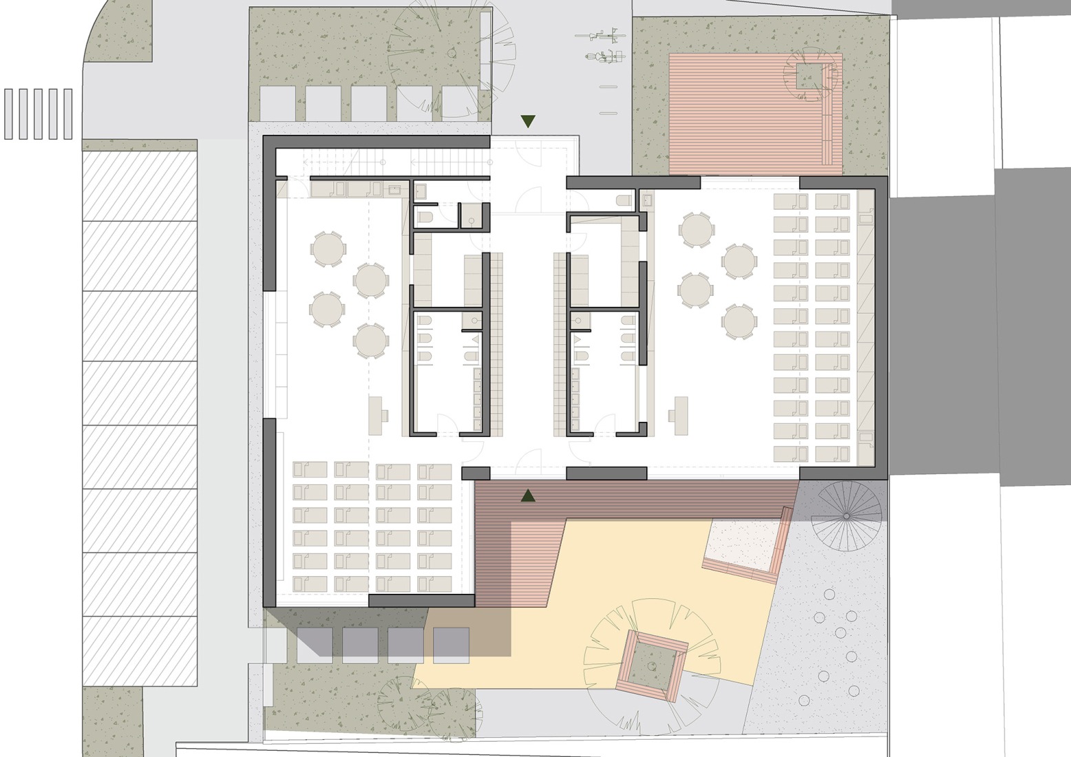 Plano de planta baja. Guardería Hvězdička por ČTYŘSTĚN.