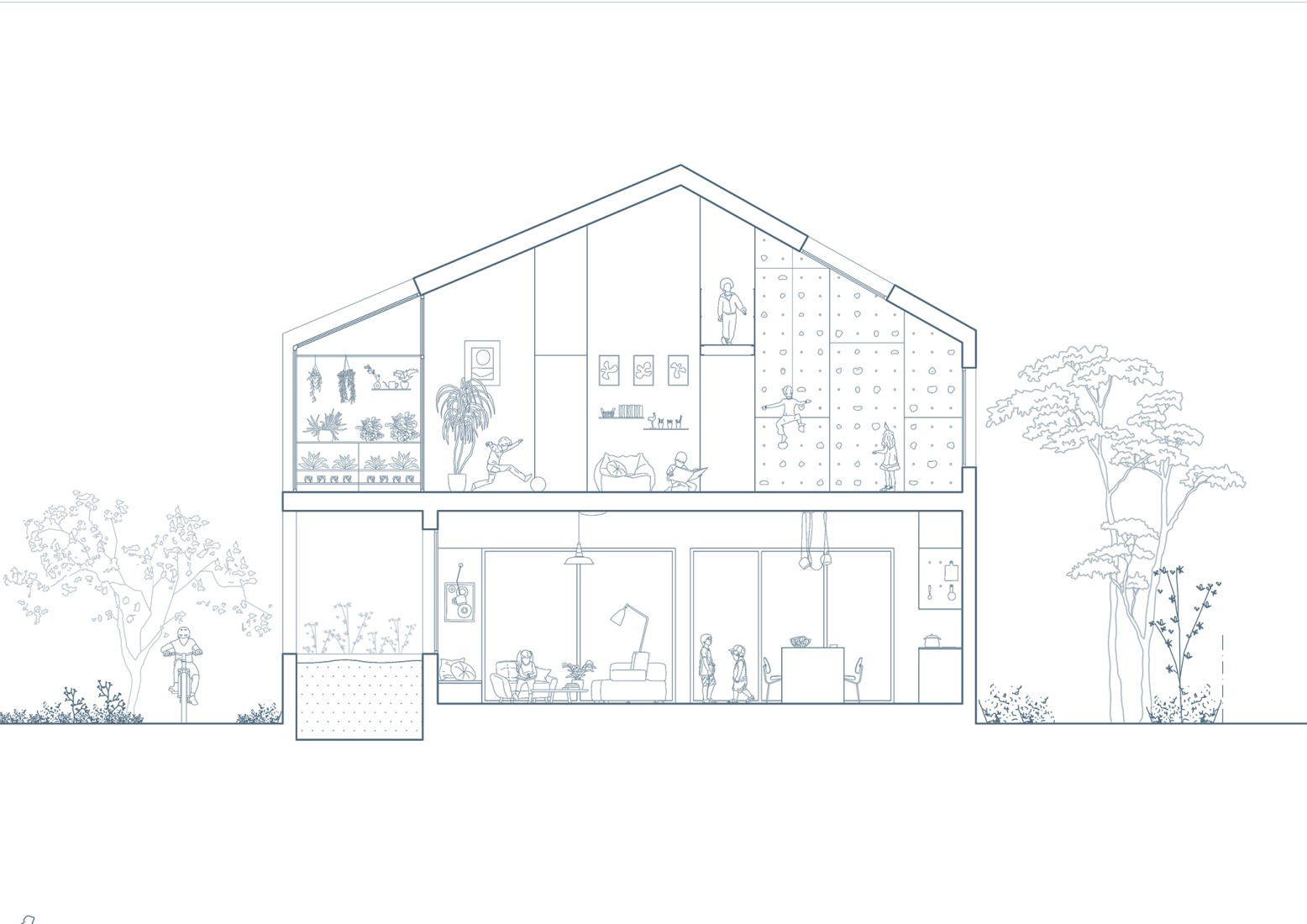 Sección. Casa Nichi por Dodds Estudio.