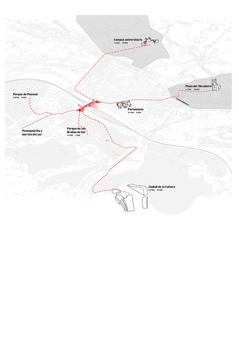 Situation diagram. Train station and pedestrian walkway by estudioHerreros.