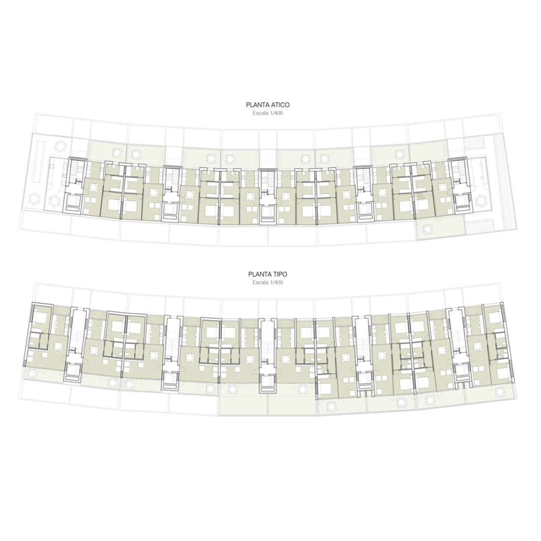 Floor plans. 58 social housing units by GVG Estudio + MOEST. 