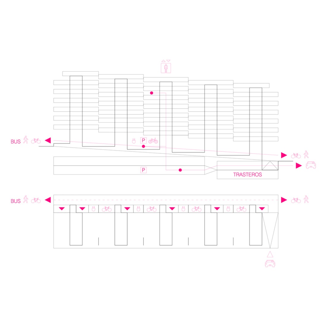 Diagram. 58 social housing units by GVG Estudio + MOEST. 