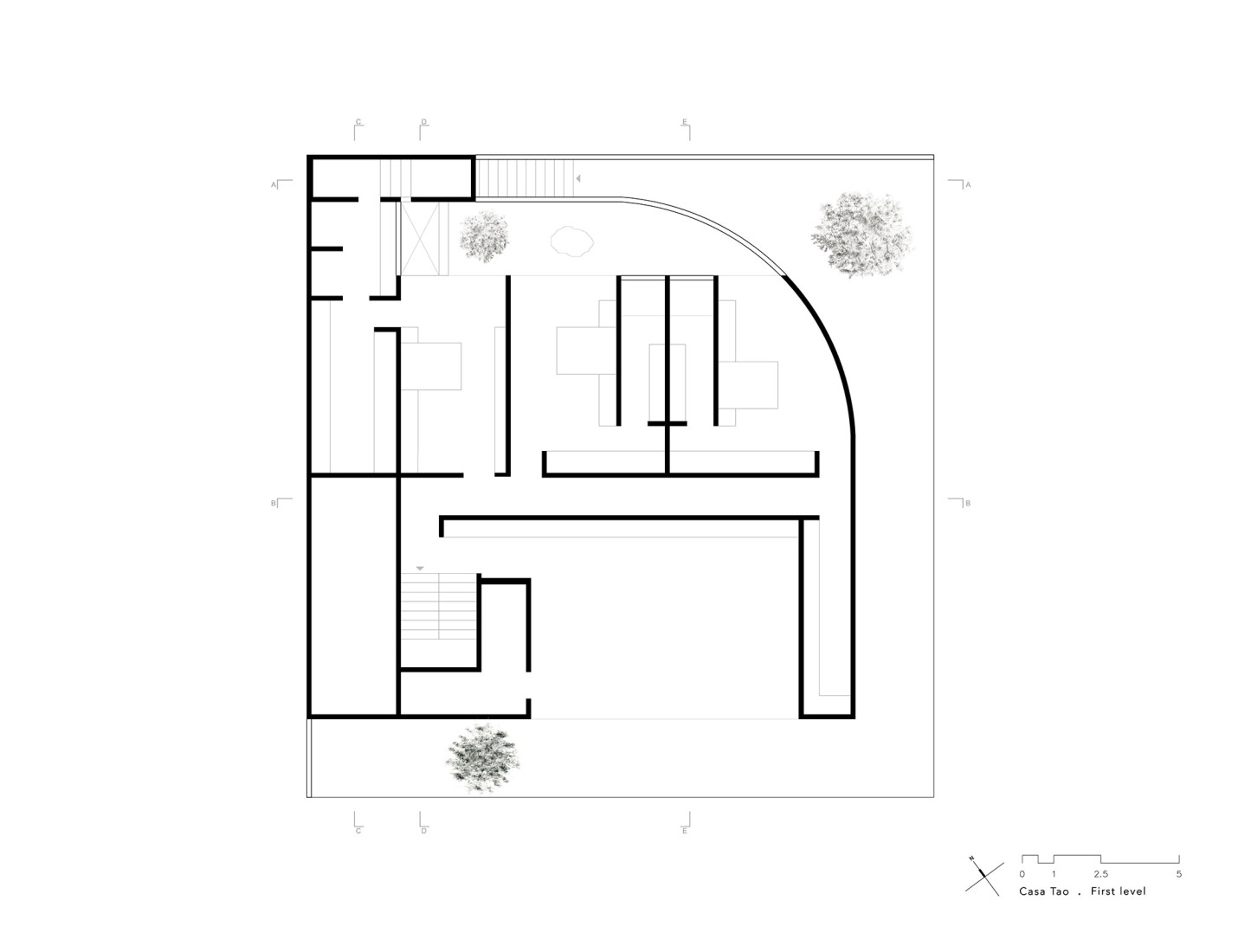 Plano de planta primera. Casa Tao por HW Studio.
