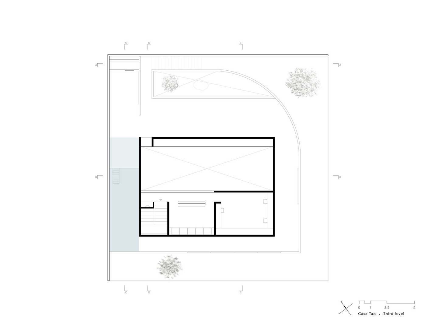 Plano de planta tercera. Casa Tao por HW Studio.