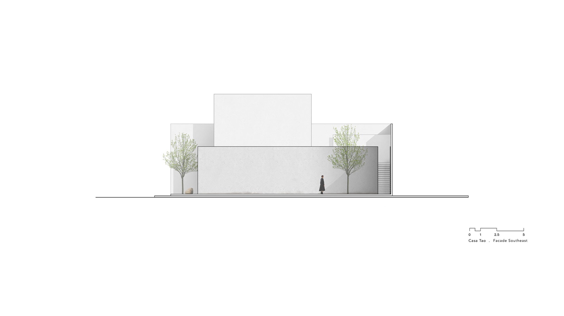 Alzado sureste. Casa Tao por HW Studio.