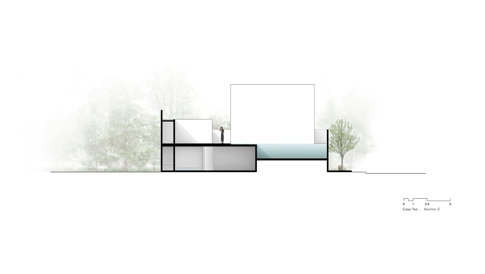 Sección C. Casa Tao por HW Studio.