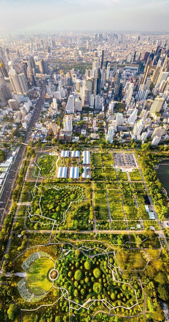 Parque forestal Benjakitti, Bangkok, Tailandia, 2022. Fotografía por Turenscape, cortesía de The Cultural Landscape Foundation.